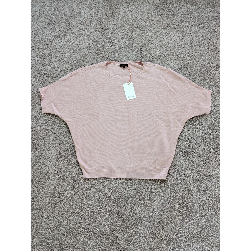 NWT Quince Lightweight Cotton Cashmere Link Stitch Dolman Sweater Size Medium